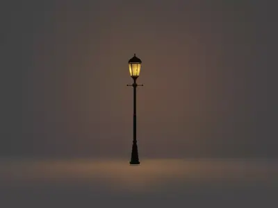 Lantern in the park with light PBR  Game-ready Low-poly 3D model
