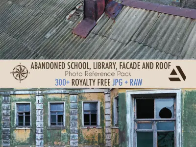 Photo Textures ABANDONED SCHOOL LIBRARY FACADE AND ROOF Texture