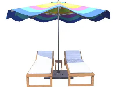 Beach Umbrella Low-poly 3D model