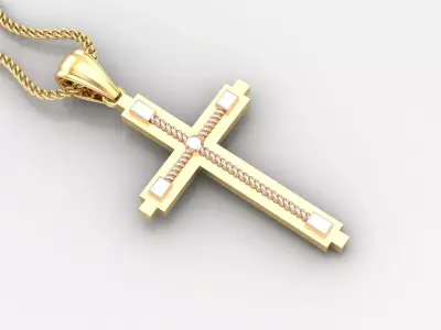 High Cross Pendant Light Gold 18K 4CP064 3D print model