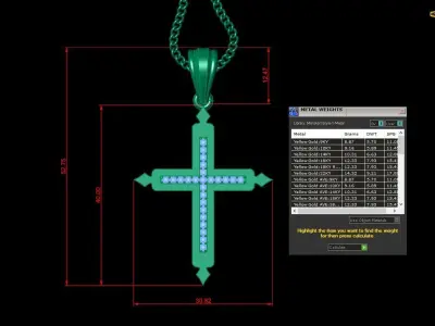 High Cross Pendant Light Gold 18K 4CP024 3D print model