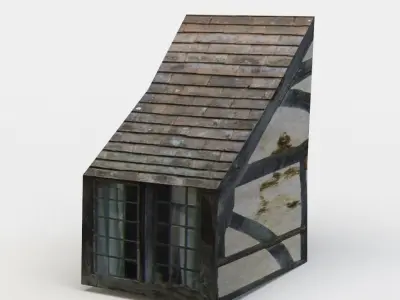 Dormer cottage with roof and windows Low-poly 3D model