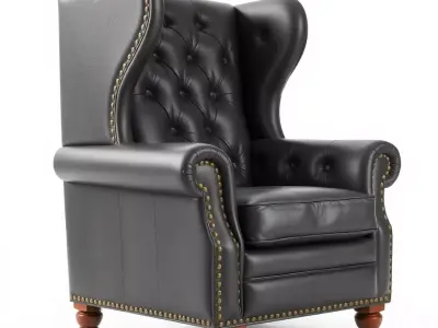 Elegant Leather Wingback Chair model pack Low-poly 3D model