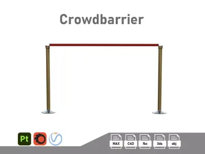 Airport Crowd Barrier Low-poly 3D model