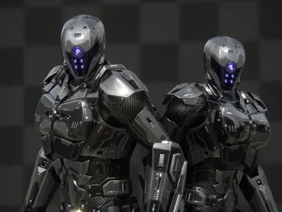 Sci-fi Soldier Combat Suit  Low-poly 3D model