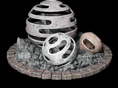Flowerbed with stone decor 3D model