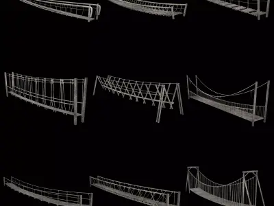 ROPE BRIDGE JUNGLE TRACK PIER HANGING PLATFORM COLLECTION Low-poly 3D model