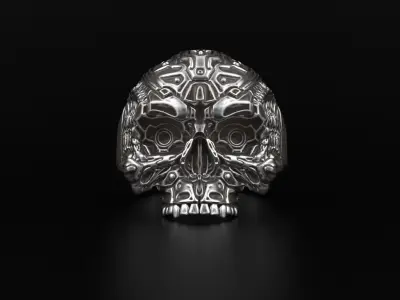 Biomechanical Skull Ring STL 3D print model