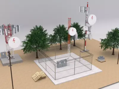 Telecommunication Towers Scene 3D model