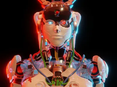 Futuristic Female Robot  3D model