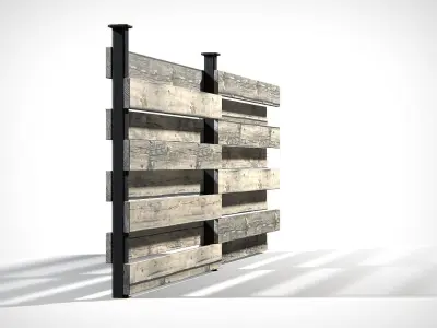 Wooden Planks Fence PBR Low-poly 3D model