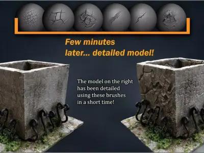 Peeling and Chipped Maker 300 ZBrush brushes and 75 alphas Texture