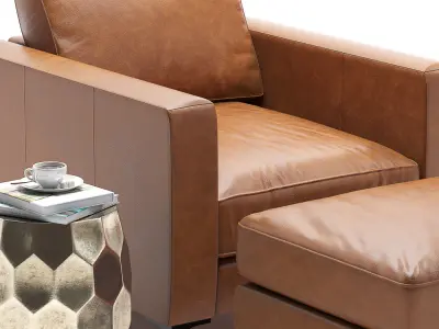 Pottery Barn Jake Leather Armchair 3D model