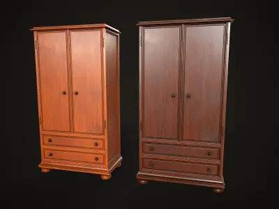 Vintage wardrobe Low-poly 3D model