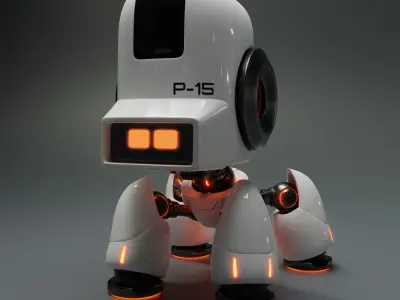 Cute Spider Robot White 3D model