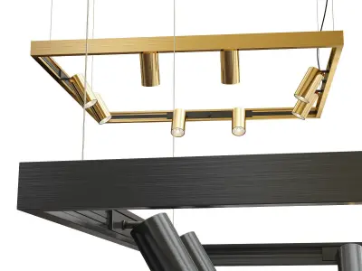 Superloop collection circular pendant light in gold 3D model