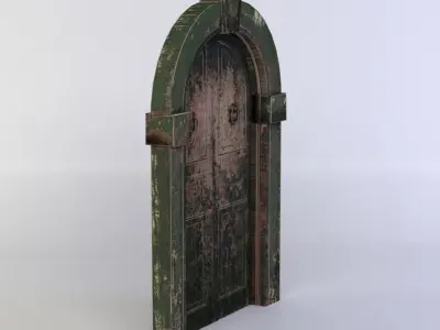 Door old wooden - old wooden Low-poly 3D model