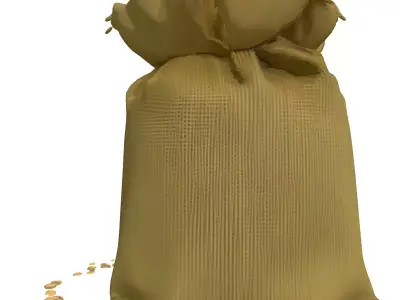 Burlap Sack with Powdered Ingredient Low-poly 3D model