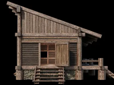Medieval Houses 14 - 4K Textures Game Ready Low-poly 3D model