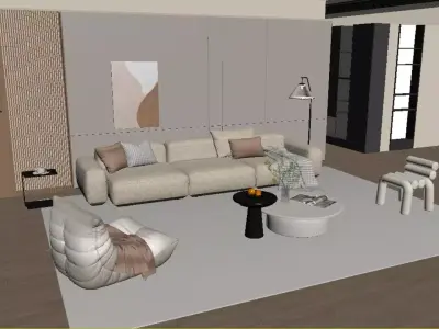 Sofa set Low-poly 3D model