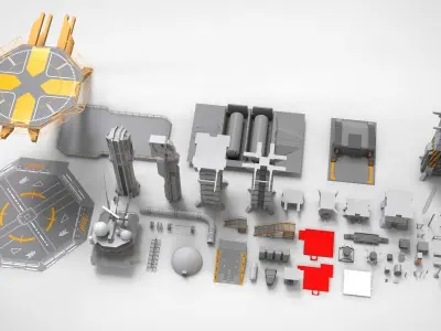 Sci-Fi architecture Elements collection 2 3D model