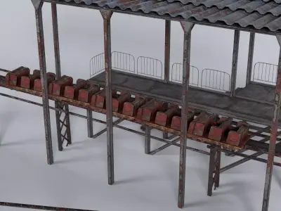 Old Roller Coaster Low-poly 3D model