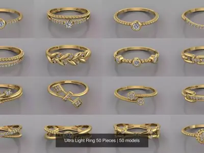 Ultra Light Ring 50 Pieces 3D Model Pack