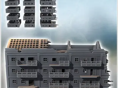 Pavlovs Houses three-story ruined buildings Stalingrad USSR 38 - 3D print model