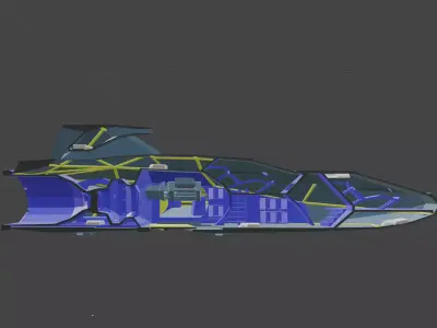 starship with 2 decks interior mechanics 3D print model