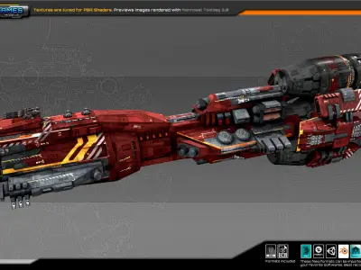 Federation Dreadnought 2D Low-poly 3D model