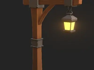 Lamppost Stylized 3D Model Low-poly 3D model