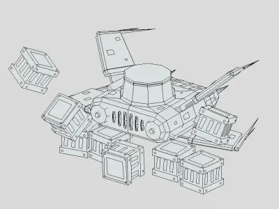 Low poly stylized Spaceship Low-poly 3D model