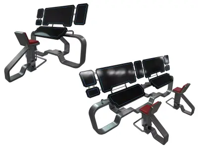 Lowpoly Scifi Computer Control Station Low-poly 3D model