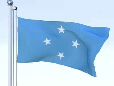 Animated Federated States of Micronesia Flag Low-poly 3D model