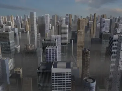 City Downtown Skyscraper Low-poly 3D model