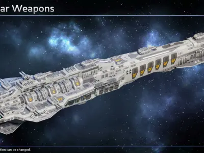 Spaceship Scharnhorst Heavy Cruiser Low-poly 3D model