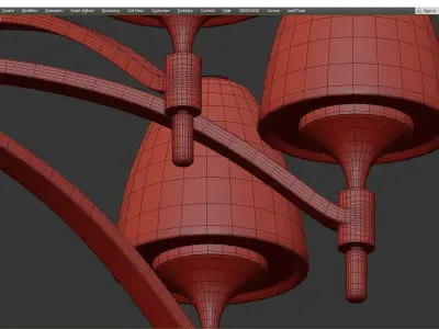 NANSY chandelier with six lights in brass and glass Low-poly 3D model