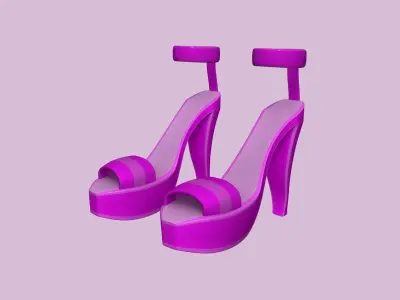 Simple Girl Heels - 05 Color Options - Character Design Low-poly 3D model
