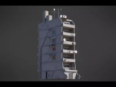 Dystopian Cyberpunk Building 10 Low-poly 3D model