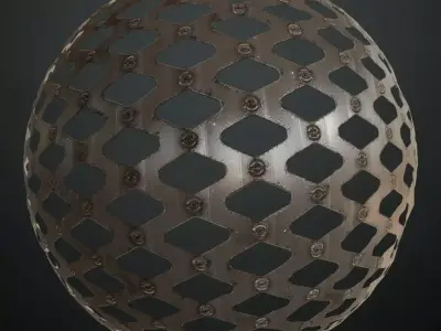 Sci-Fi Rusted Industrial Metal Mesh PBR Seamless Texture