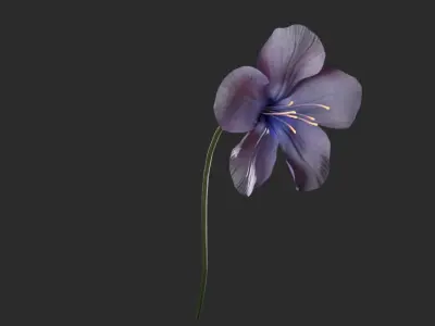 Blue Forest Flower Animated Low Poly Low-poly 3D model