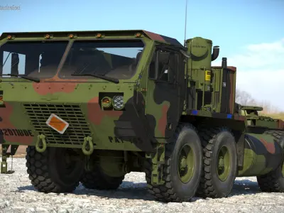  Oshkosh HEMTT M985 Military Tractor with Spare Tire Camo 