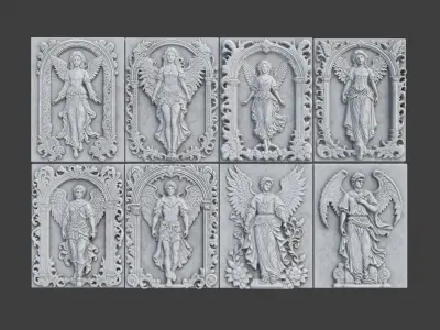 Renaissance Angel Wall - Bas Relief Wall Decor 230902 Low-poly 3D model