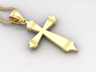 Light Gold 18K Cross Pendant 2CP078 3D print model