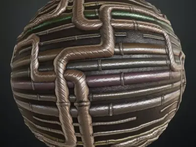 Simple Sci-fi Pipes PBR Seamless Texture