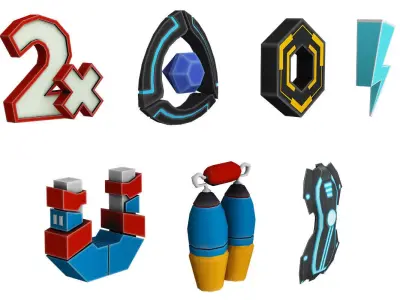 Low poly cartoon Game details 3d models pack Low-poly 3D model