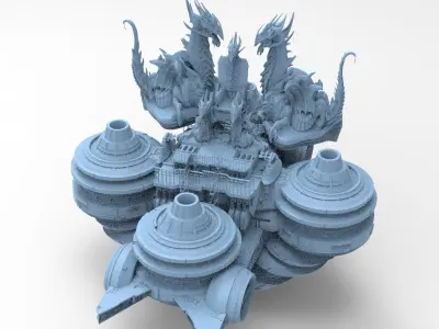 Floating Desert Dragon Throne platform 3  3D model