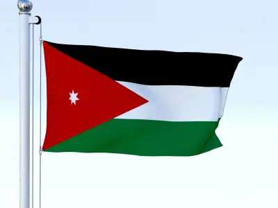 Animated Jordan Flag Low-poly 3D model