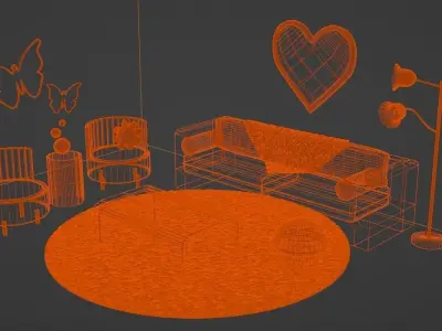 Y2K Living Room Set  Free 3D model