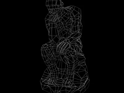 Thinker Style Abstract Statue v1 001 Low-poly 3D model